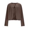 Women's Casual Crewneck Long-sleeve Tassel Woolen Solid Color Coat