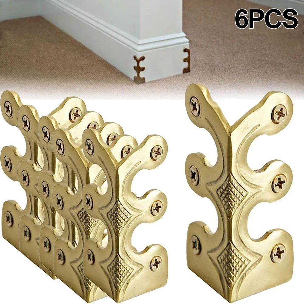 6pc Table Tops Corner Protectors For Jewelry Wooden Box Antique Furniture Decorative Corner Guard Brass Skirting Protector Cover