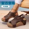 2025 Foreign Trade New Summer Women's Platform Wedge Sandals Plus Size Fish Mouth Wedge Sandals Platform Sandals