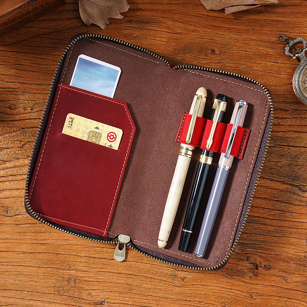 2026 Трехсекционный пенал из натуральной кожи КРС Сумка для хранения ручек на молнии Плюс Большой вместимости Кейс для канцелярских принадлежностей Пенал