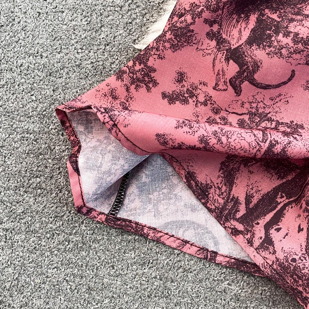 Винтажное платье с принтом, женское платье-рубашка трапециевидной формы с короткими рукавами и лацканами, женские элегантные летние длинные халаты трапециевидной формы, Vestidos