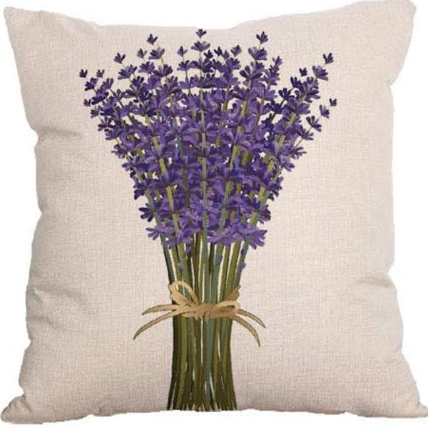 Растение и Цветок Льняная Наволочка Фиолетовая Лаванда С Принтом Подушка Чехол Наволочка Дом Диван