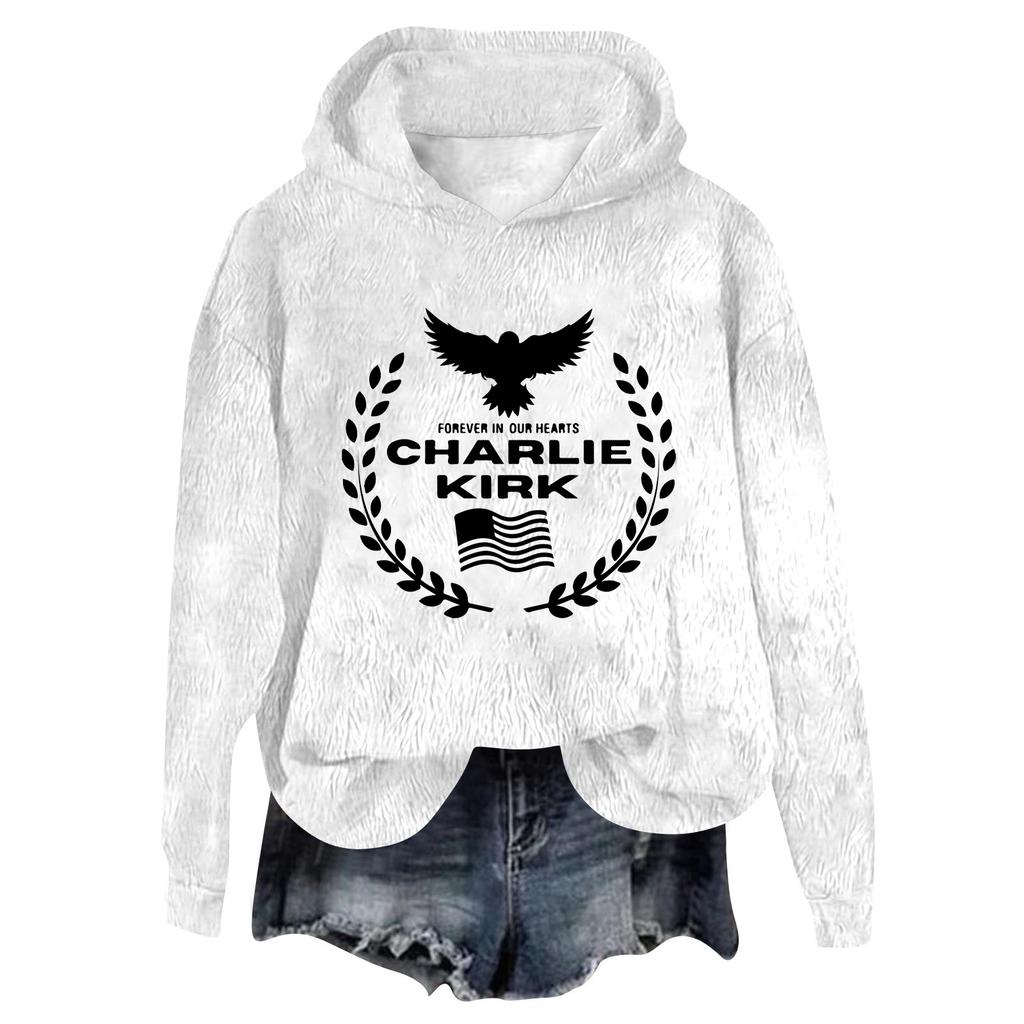 Women's Hooded Long Sleeve Printed Flannel Top Hooded Sweatshirt