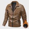 Мужская городская кожаная куртка для мотоциклистов - модное пальто с лацканами высокого качества
