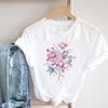 (Asian Size) Women Print Lady Flower Lovely Watercolor Trend 90s Short Sleeve Tee Top Clothing Casual Fashion Tshirt Female Graphic T-shirt