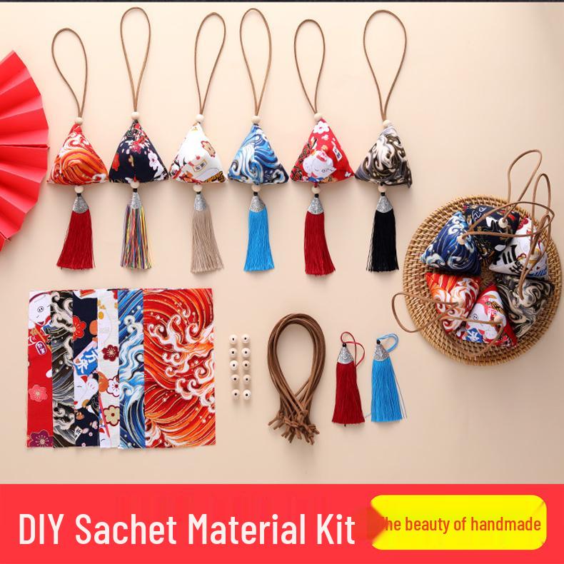 Handmade Dragon Boat Festival Sachets: Lavender & Mugwort Mosquito Repellent in Ancient Hanfu Style for Kids