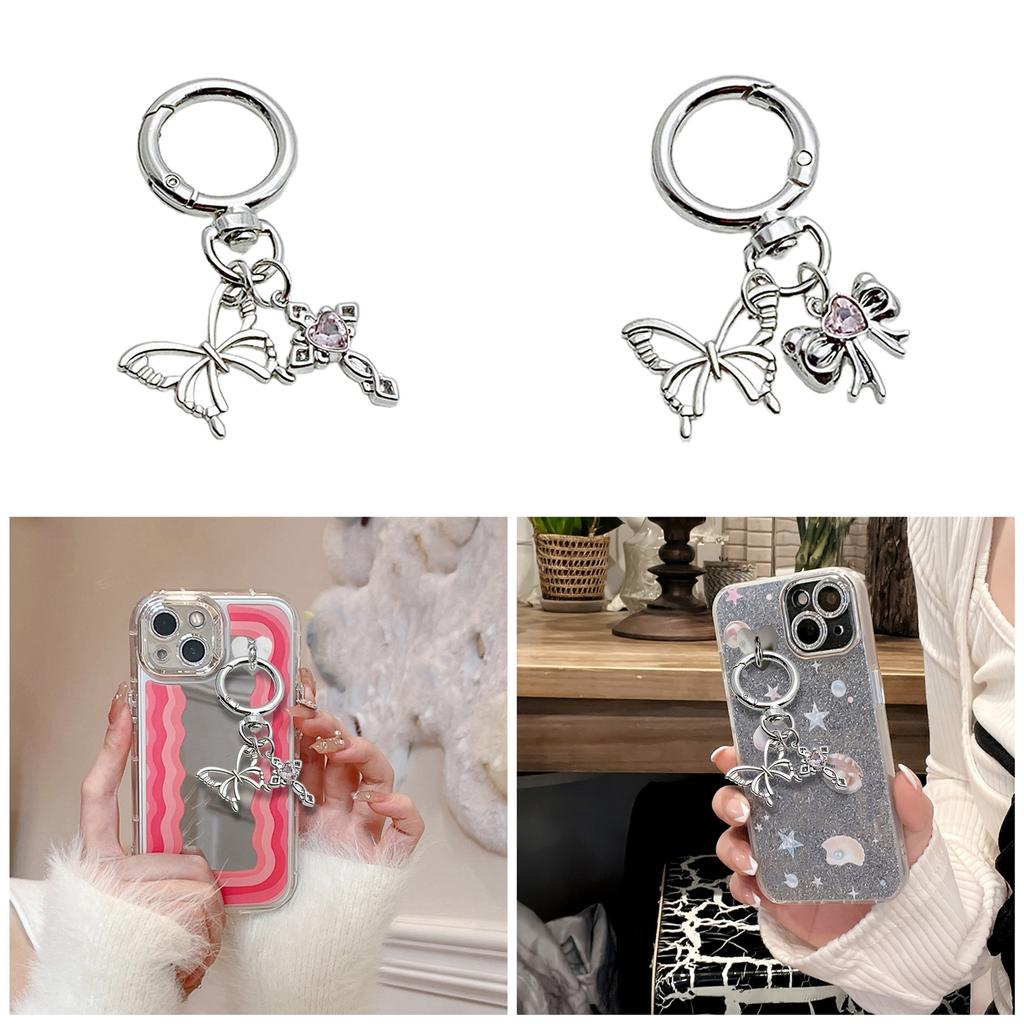 Elegant Butterfly Bows Shaped Keyring Versatile Fashion Accessory for Women Bag Pendant Phone Charm and Keychain