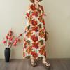 Women's Vintage Long Dress with Cotton and Linen Patterns