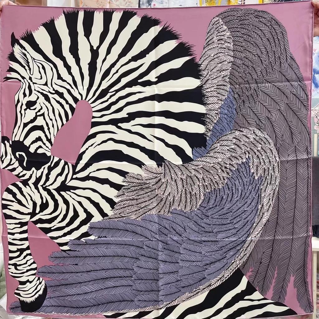 [Wings Pegasus] Kochi Commuter Smoke Powder/Zebra Pegasus~ Silk Twill Silk Women'S Silk Scarf Large Square Scarf Women