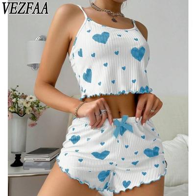 Женская мода повседневная летняя весенняя Love Letter Print без рукавов подтяжки брюки костюмы