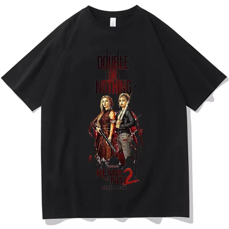 movie RON2 Ready or Not 2 graphic 100Cotton unisex shirt 2026 Summer New high quality fashion oversized Y2k Short sleeve Tshirt