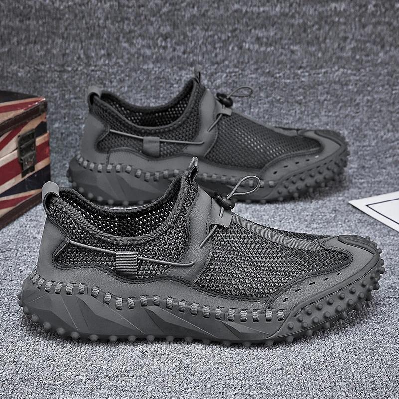 Модная летняя сетчатая мужская обувь Новая дышащая плоская повседневная обувь для улицы для ходьбы Мужские кроссовки Обувь для хайкинга Zapatillas Hombre Zapatos