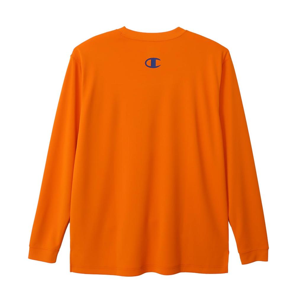 Футболка баскетбольная CAGERS с длинным рукавом и круглым вырезом DRYSAVER с резиновым принтом, оранжевая [Champion], футболка C3-AB451 для мужчин