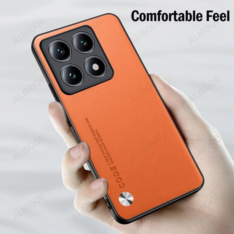 Ударопрочный чехол Funda для Xiaomi 14T 15T Pro / Mi 15T 14T Pro Чехол Роскошная текстура из волокна PU-кожа Защитная крышка Capa