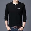 Мужская футболка с длинным рукавом, мужская осенняя футболка с буквенным принтом снизу, мужская футболка на пуговицах, мужская одежда