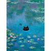 1pc Frameless Claude Monet Artworks Interesting Cute Black Cat Lotus Pond Poster Canvas Paintings for Living Room Home Decor
