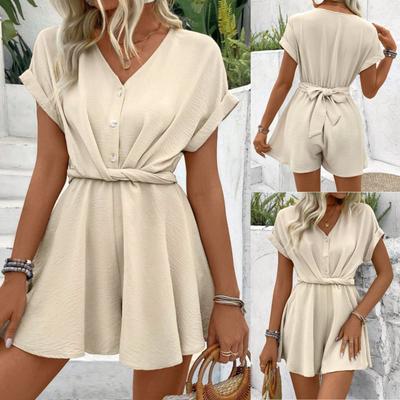 Женский комбинезон с рукавами «летучая мышь» и перекрутом