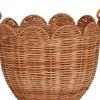 Wicker Storage Basket Large Capacity Strong Load-bearing Hand Woven Basket Scalloped Edge Round Basket with Handle