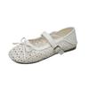 Woven Hollow Breathable Explosion Shallow Mouth Single Shoes Women's One-word Buckle Versatile Niche Fashion Mary Jane Shoes