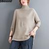 Autumn Winter Sweater Pullovers Tops Turtleneck Women Clothing Oversize Loose Casual Striped Basic Lady Cotton Knitted