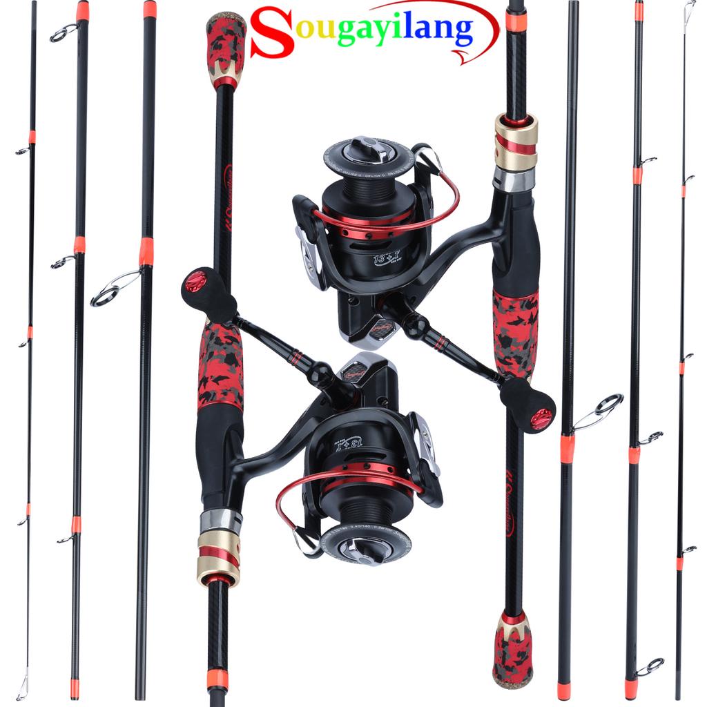 SOUGAYILANG Удочка Спиннинговая удочка Портативная сверхлегкая удочка Углеродная удочка для пресноводной морской рыбалки Снасти
