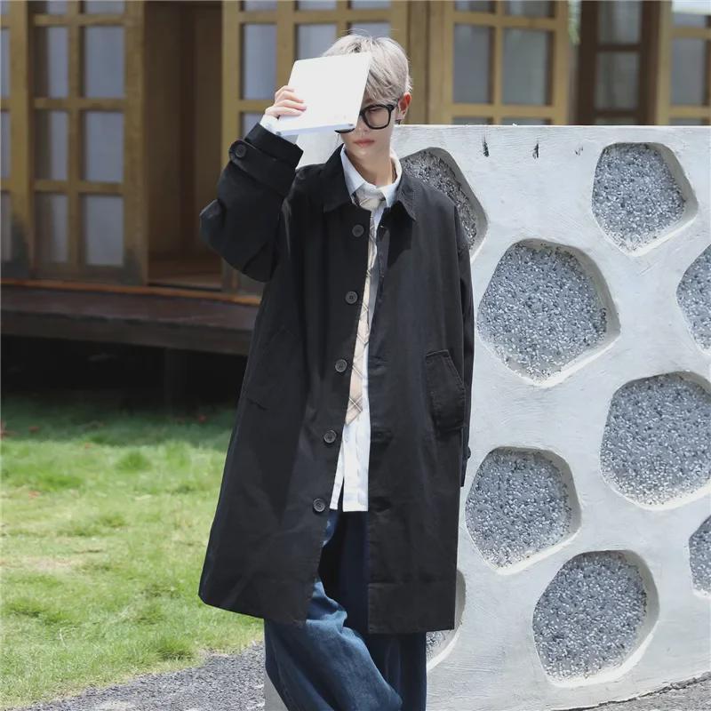 Мужская модная повседневная куртка-ветровка - весна/осень, средней длины, в гонконгском/японском/корейском стиле, спортивная, элегантная, свободного кроя.