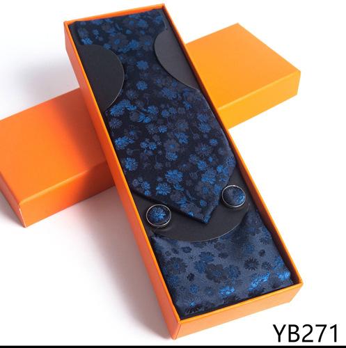 Мужской галстук с квадратной манжетой, подарочный набор в деловой повседневной оранжевой подарочной коробке