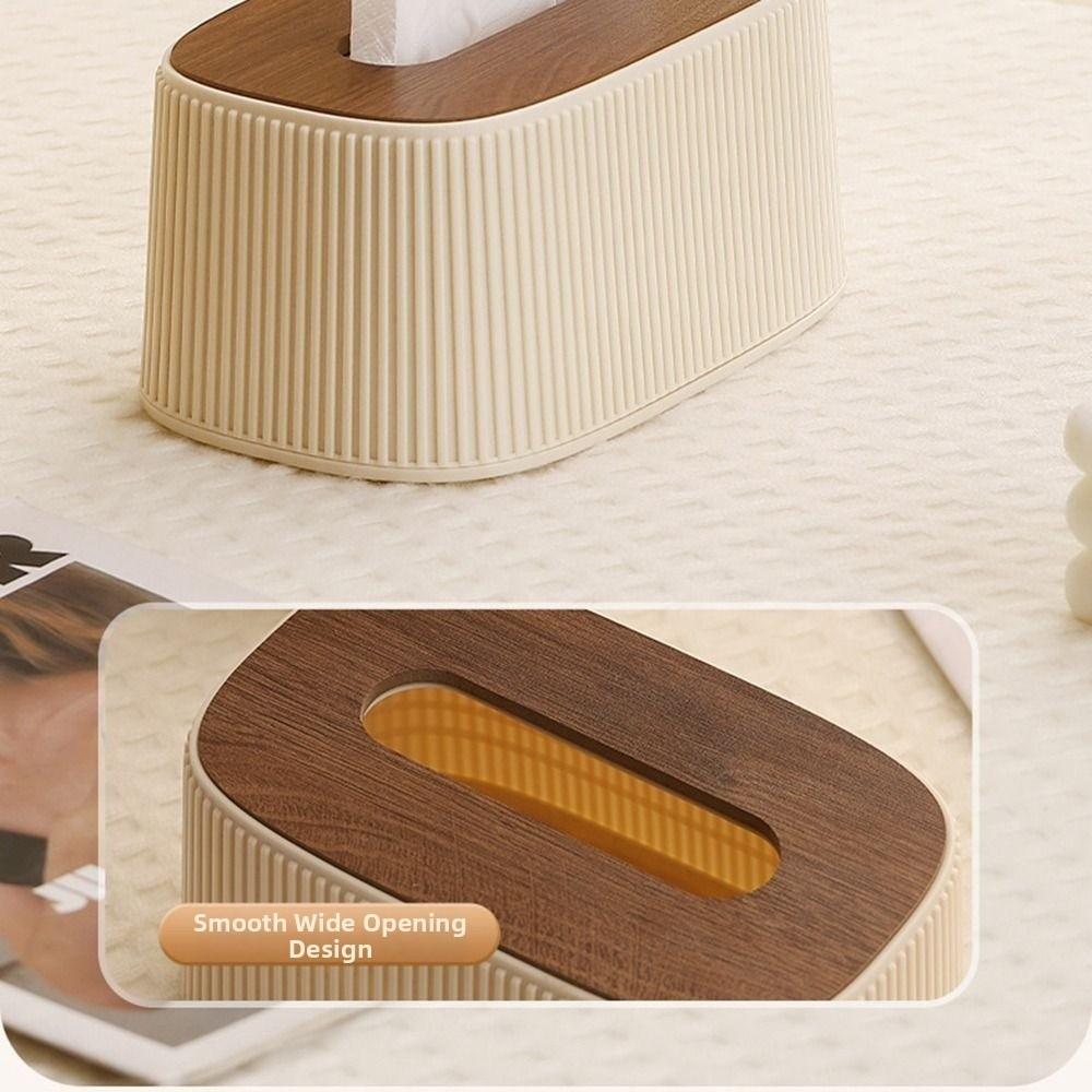 Wooden/Plastic Cover Tissue Box with Lid Large Opening Facial Tissue Holder Toilet