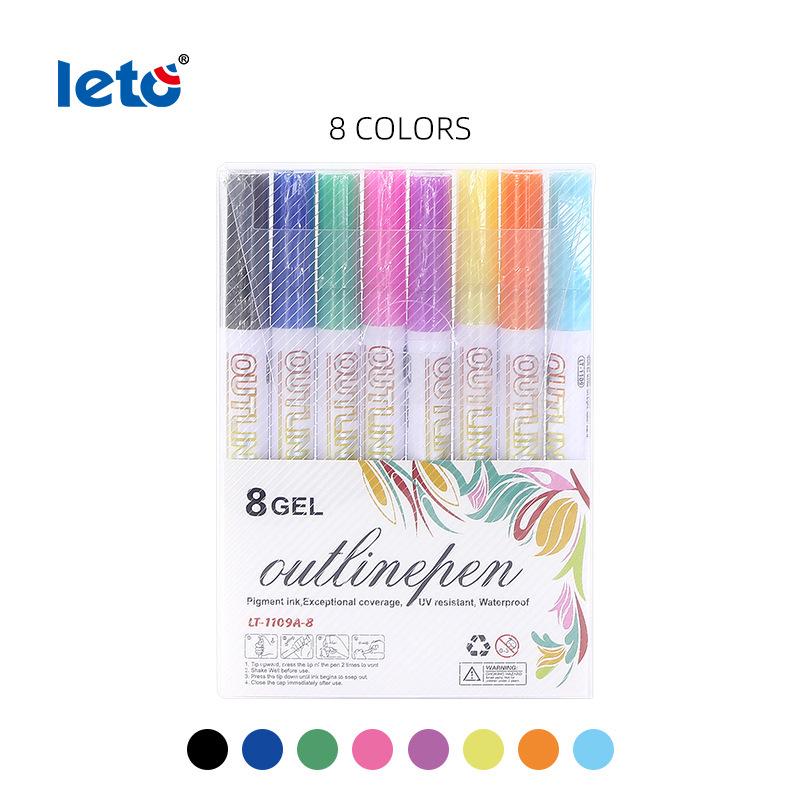 Набор флуоресцентных ручек Letu с двойной линией для ведения дневника и DIY-проектов - Водонепроницаемый, Идеально подходит для студентов и художников