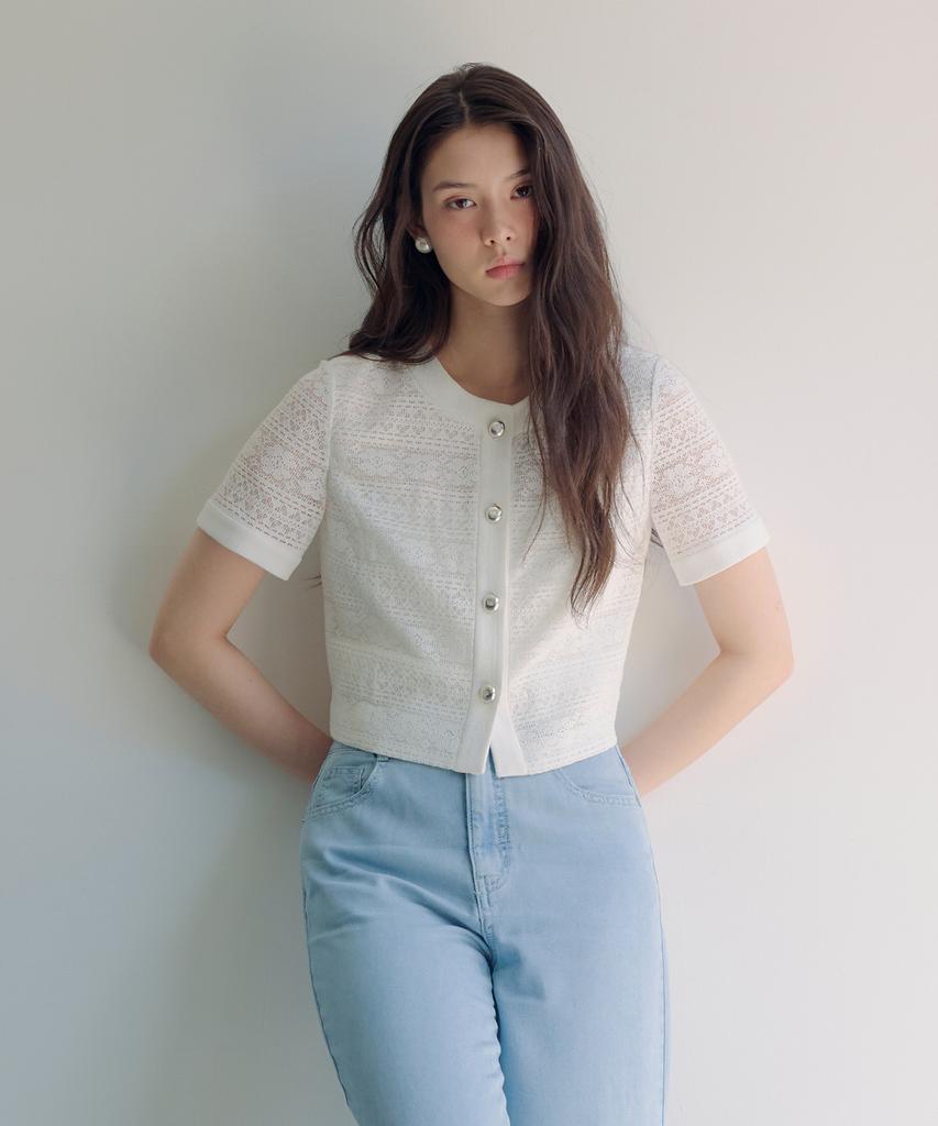 ROEM Кружевная куртка с коротким рукавом Rmjkg38S11