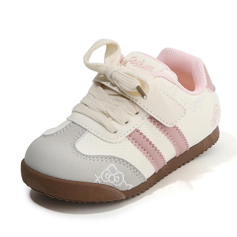 Girls' Agan Shoes 2026 Spring Autumn Children's Ankle Sneakers Breathable Lightweight Durable Velcro Closure PU Upper PVC Shoes