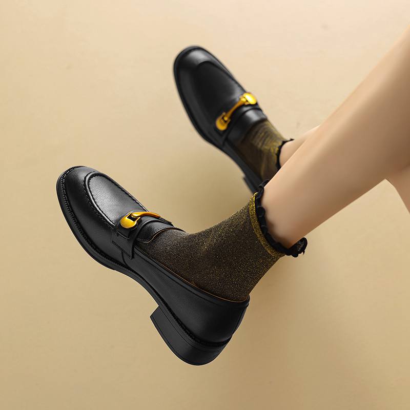 Krazing Pot Весенние туфли из коровьей кожи с круглым носком на толстом среднем каблуке, броги, женские туфли-лодочки большого размера 43 с металлическими застежками
