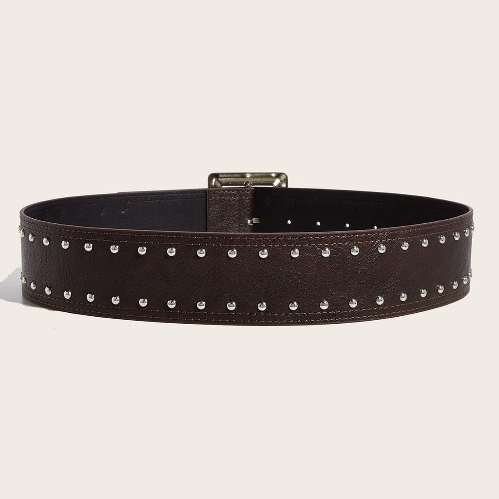 Leather Punkinspired Belt Decorative Nail Motifs Snap Closure Trendsetter Looks