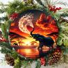 Металлический круглый знак D Elephant Sunset x дюймов Железное настенное искусство Не требует электричества Без перьев Декор для домашнего бара Кафе