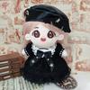 niannyyhouse Cotton Doll Clothes, 2-Piece Set (Hat and Dress) for 20cm Dolls, Maid Outfit, Cool Black Women's Skirt Suit, for Dress-Up and Plush Toys