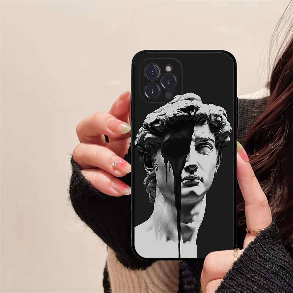 Скульптура Давида в бунтарском стиле Чехол для телефона для IPhone 16 15 14 13 12 Mini 11 Pro XS Max X XR SE 6 7 8 Plus Мягкий