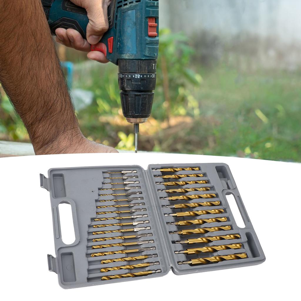 Набор спиральных сверл с титановым покрытием HSS 1/4 дюйма шестигранный хвостовик 5/64 до 1/2 ударные сверла с ограничительными кольцами для Wo