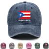 Flag of Puerto Rico Print Snapback Sun Hat, Patriotic Sports Hat Retro Raw Brim Curved Brim Trendy Adjustable Baseball Cap