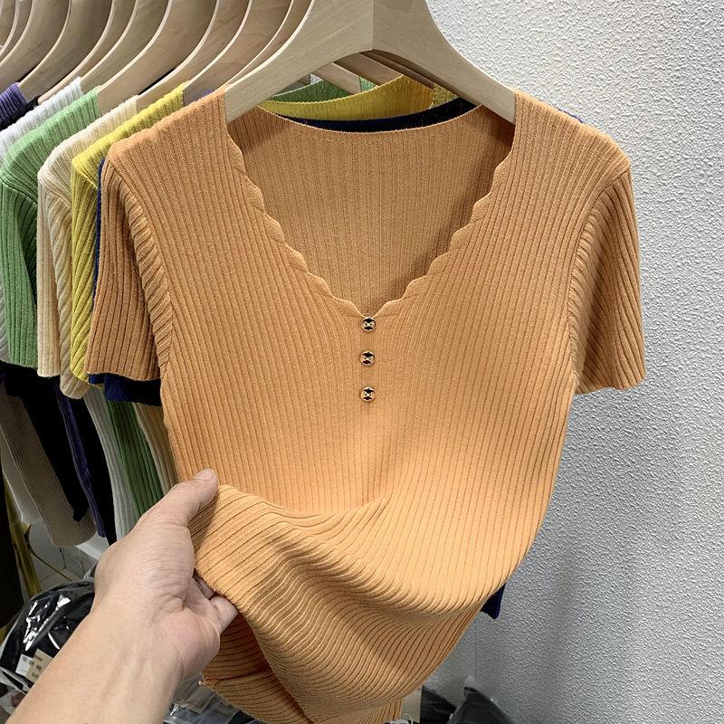 Новая модная осенняя рубашка из ледяного шелка с коротким рукавом, женская летняя тонкая белая рубашка в западном стиле, полутоп