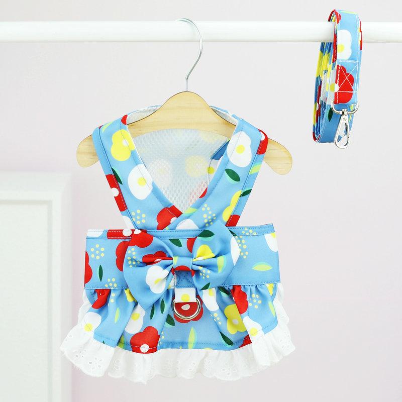 Dog clothes 2023new arrival spring and summer clothes can be hung with leash teddy bichon frize milk dog small and medium dog elegant traction skirt