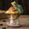 Waterproof Terrarium Decorations Resin Frog on Mushrooms Figurine, DIY Micro Landscape Bonsai Ornament, Cute Mushroom Figures for Outdoor Scaping