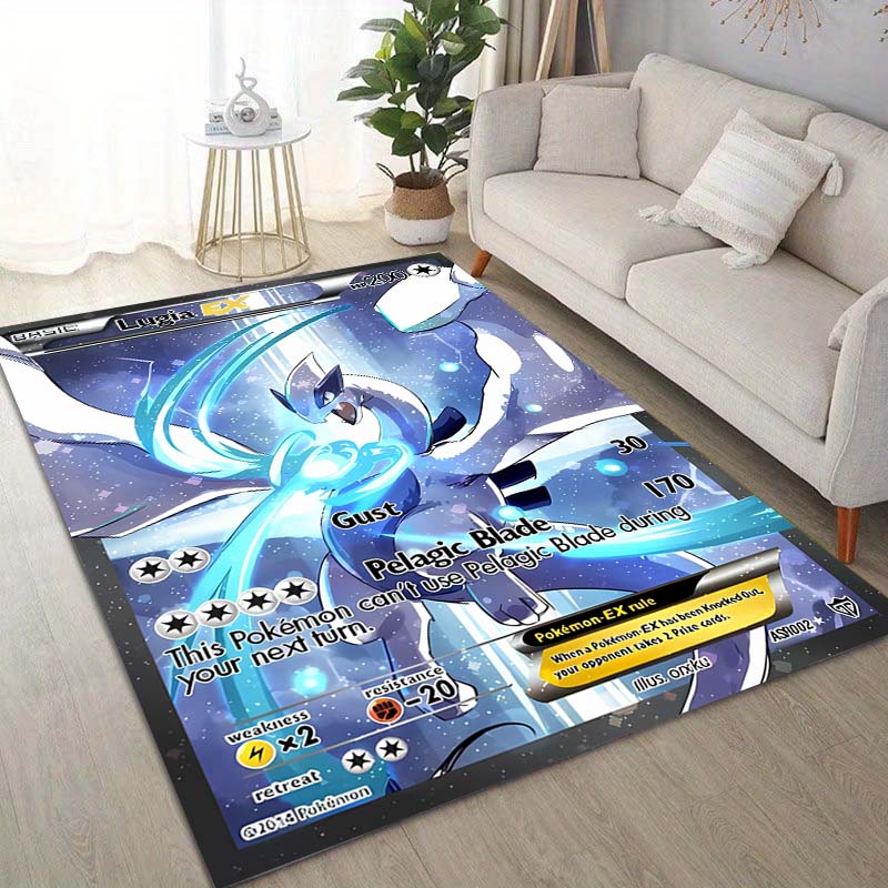 1PC Pokémon Game Cards Print Carpet for Living Room Bedroom Kid's Room Home Decor Area Rug Non-slip Mat Sofa Cloakroom Mat