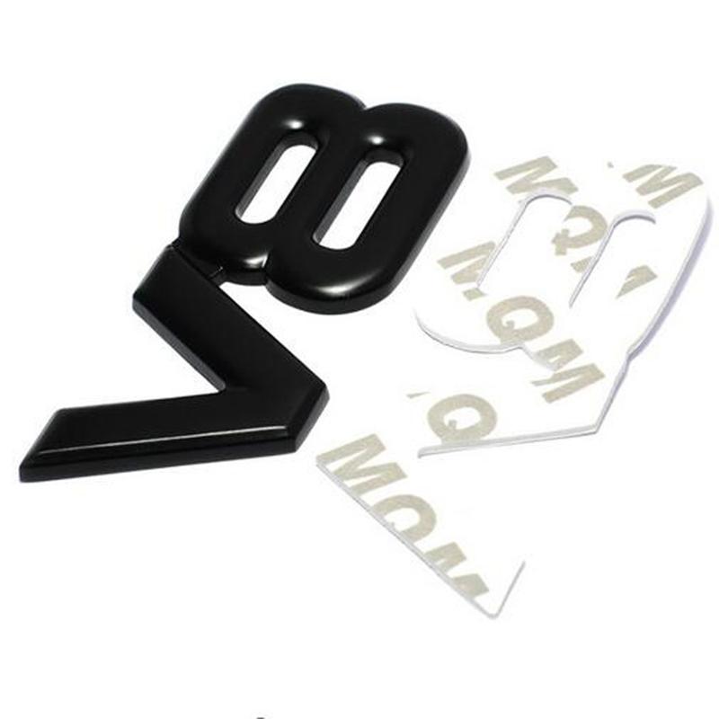 AQTQAQ 1Pcs 3D Metal Chrome V8 Car Sticker Logo Emblem Decal Badge Car Body Stickers Universal Auto Decoration