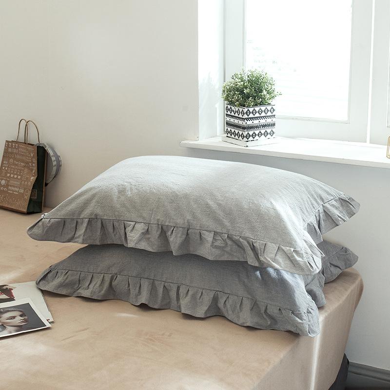 2pcs Fashion French Pillowcase (Without Pillow Core), Soft Breathable Solid Color Lace Pillow Covers, Pillow Protector For Bedroom Sofa Home Decor