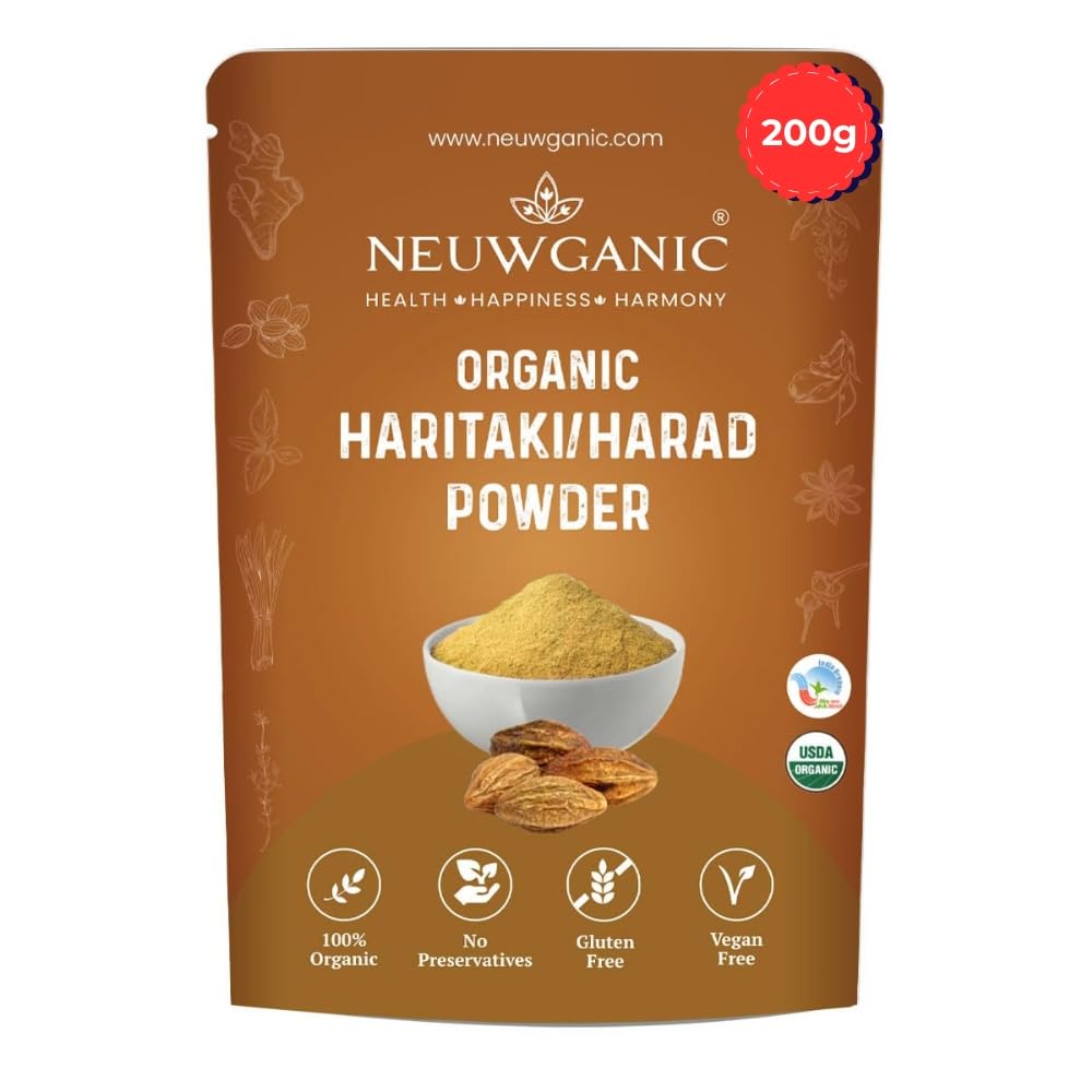 Newganic Органический порошок Харад Харитаки Чернильный орех от темных кругов для кожи лица и здорового пищеварения, упаковка 200 г, 1 шт.