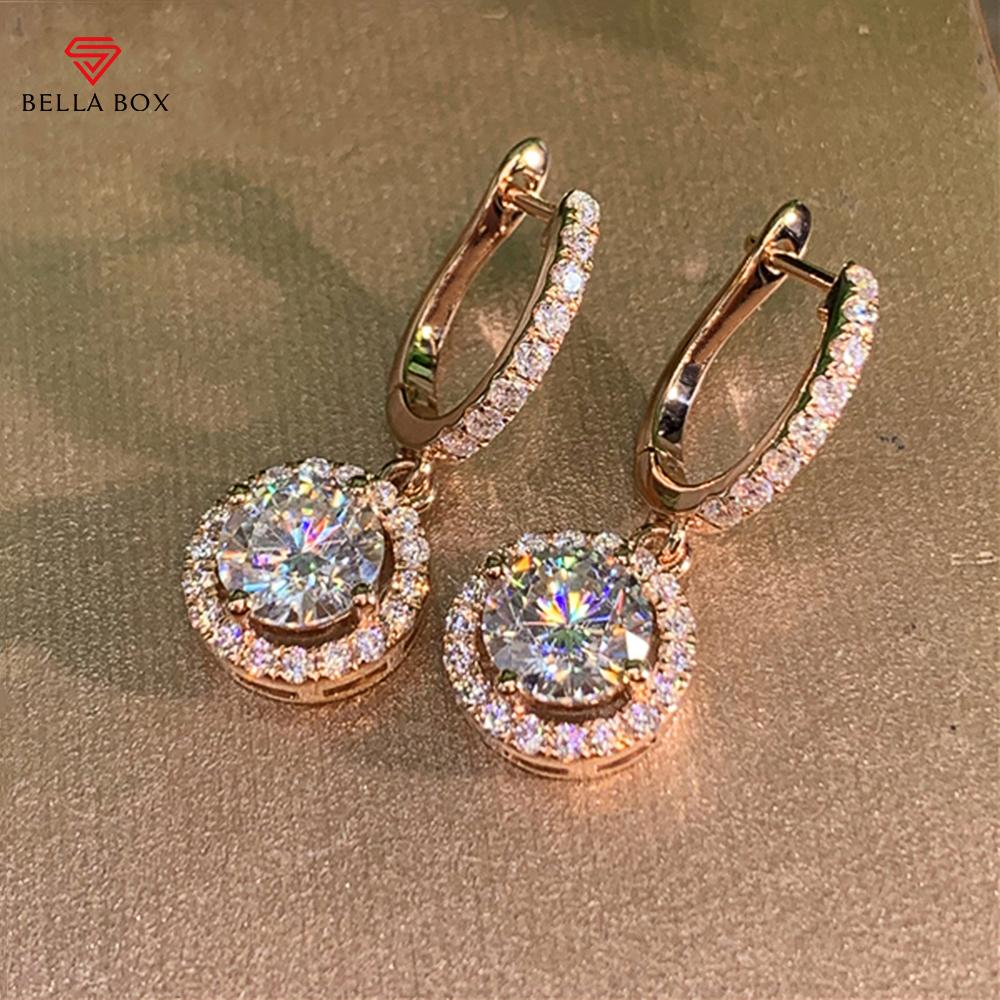 BELLA BOX Универсальные круглые висячие серьги классического дизайна для женщин, эффектные серьги с ослепительным кристаллом CZ для помолвки, свадебные украшения