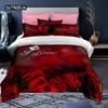 Love Heart Duvet Cover Set Microfiber Bear Comforter Cover Soft Romantic Bedding Sets Valentine's Day For Girls Women Room Decor