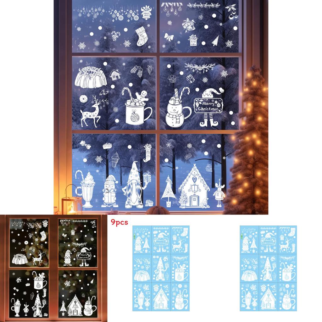 Рождественская наклейка на окно «Снежинка и олень» со статическими наклейками для стекла для праздничного декора