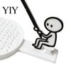 Tea Bag Holder for Glass Cup Fishing Man with Coaster, Cute Stick Figure Minimalist Anti-drip Coaster Holder, Funny Desk Drip Catcher, Novelty