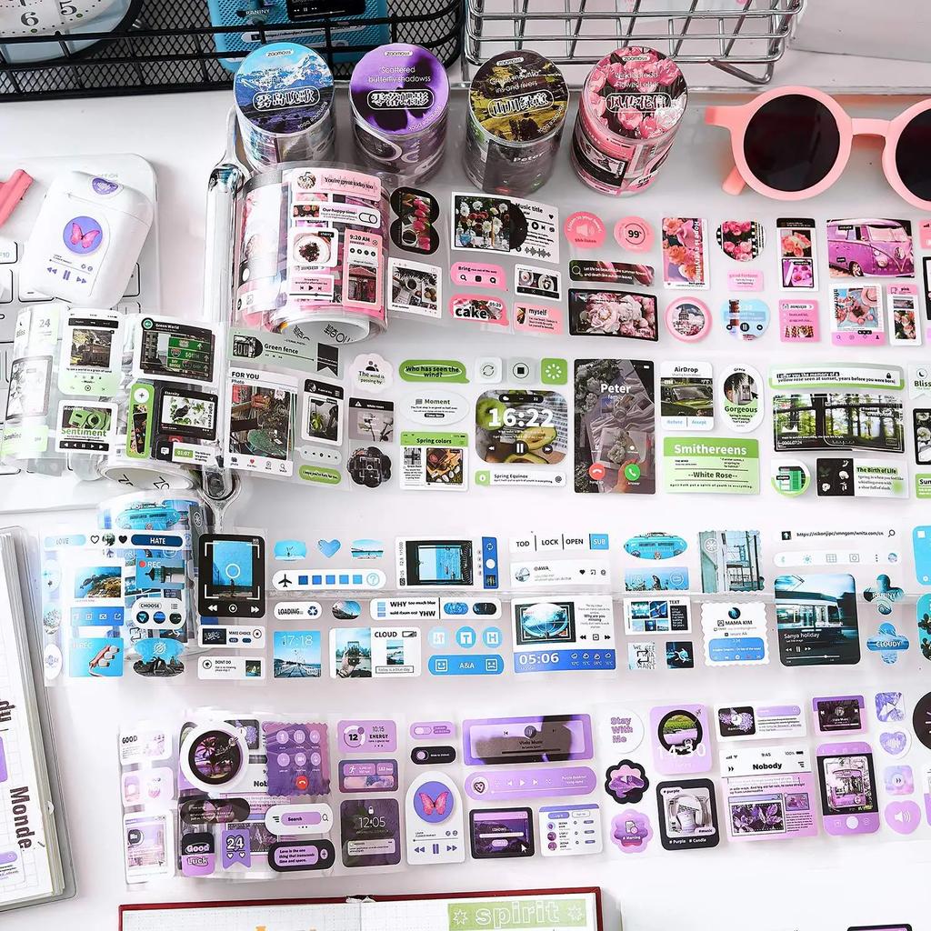 Sweet American Style Sticker Cute Floral Butterfly Music Player Phone Series Washi Tapes DIY Decor Scrapbook Journal Tappe